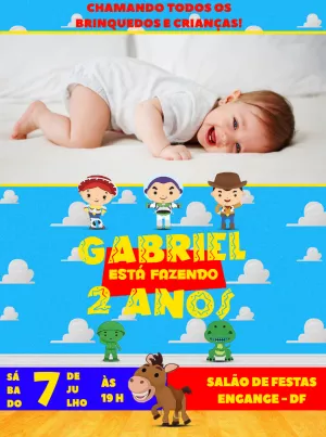 Convite Aniversário Toy Story com Foto para Editar Online
