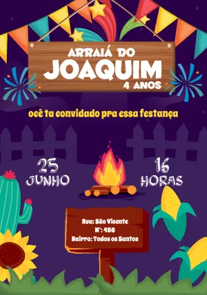 Convite de Aniversário Arraiá Festa Junina para Editar Online