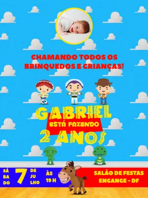 Convite de Aniversário Toy Story com Foto para Editar Online