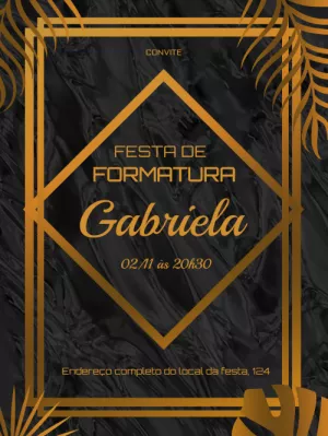 Convite de Formatura Elegante Dourado para Editar Online