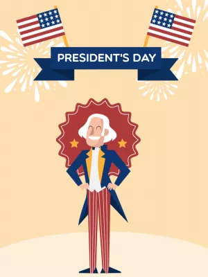 President's Day Post with Patriotic Art to Edit Online