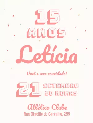 Convite 15 Anos Rosa Minimalista para Editar Online