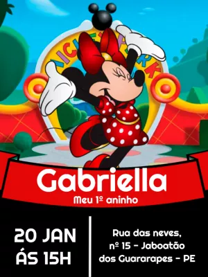 Convite de Aniversário Minnie Vermelha para Editar Online