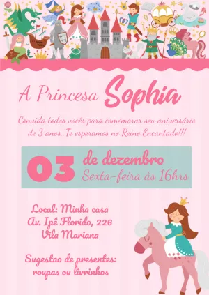 Invitación de cumpleaños Princesas – Estático – ig: @illustragio
