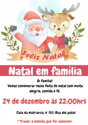 Convite Natal em Família com Papai Noel Editável Online