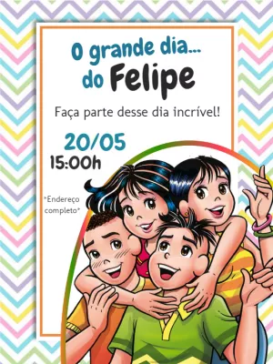 Convite de Aniversário Turma da Mônica Jovem para Editar