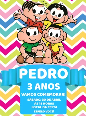 Convite de Aniversário Turma da Mônica para Editar Online
