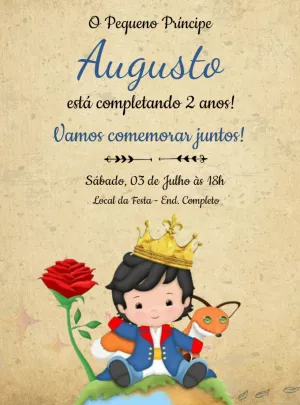 Convite Aniversário Pequeno Príncipe para Editar Online