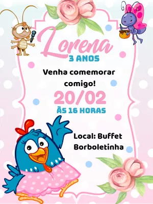 Galinha Pintadinha生日邀请函 – 静态 – Gley Leobas