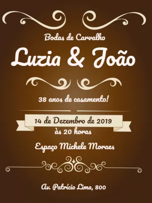 Convite Bodas de Carvalho Elegante para Editar Online