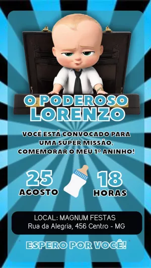 Convite de Aniversário O Poderoso Chefinho para Editar Online