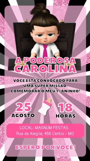 Convite Aniversário Poderosa Chefinha para Editar Online
