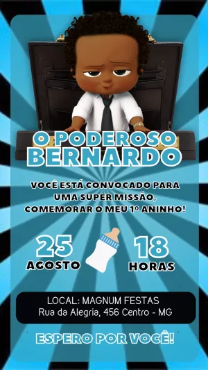 Convite Aniversário O Poderoso Chefinho Negro para Editar