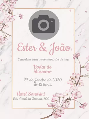 Convite Bodas de Mármore com Foto para Editar Online