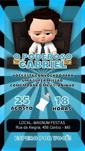 Convite Aniversário O Poderoso Chefinho para Editar Online