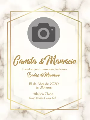 Convite Bodas de Mármore com Foto para Editar Online