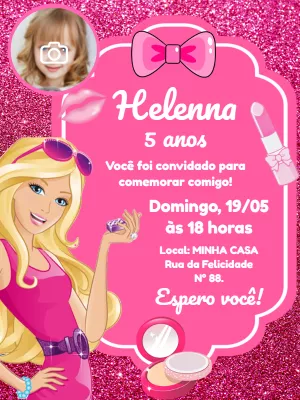 Invitación de cumpleaños Barbie – Estático – Pedro Henrique