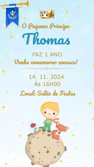Convite Aniversário Pequeno Príncipe para Editar Online