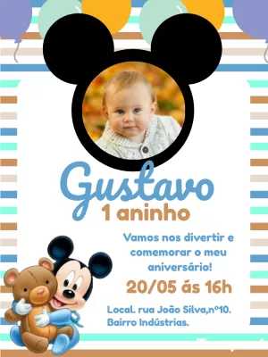 Mickey Mouse Birthday Invitation – Static – Bella Liz Convites