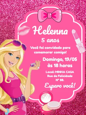 Invitación de cumpleaños Barbie – Estático – Pedro Henrique