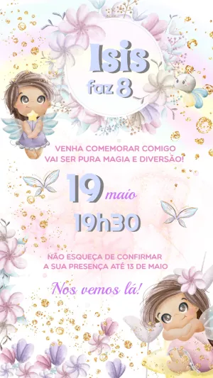 Convite de Aniversário Fadas Encantadas para Editar Online