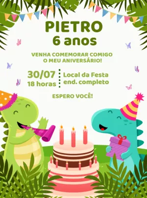 Invitación de cumpleaños Dinosaurio – Estático – Decore Arte