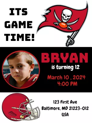 American Football Birthday Invitation with Photo to Edit