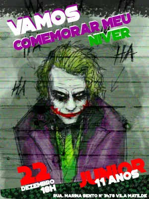 Convite de Aniversário Coringa para Editar e Imprimir
