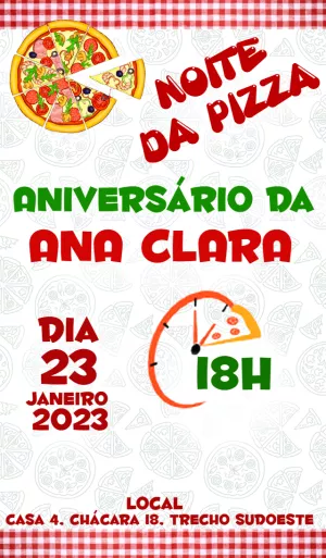 Convite de Aniversário Noite da Pizza para Editar Online