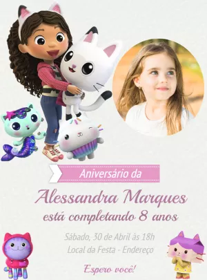 Invitación de cumpleaños La casa de muñecas de Gabby – Estático – Renata Designer