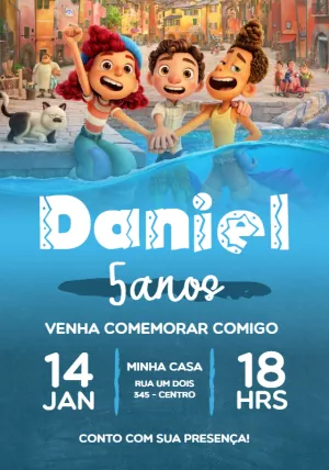 Convite de Aniversário Luca Disney para Editar Online