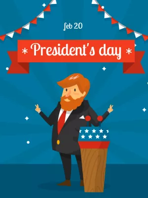 President's Day Post with Illustration to Edit Online