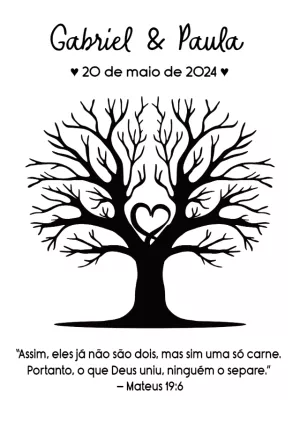 Quadro Árvore de Digitais Casamento para Editar Online