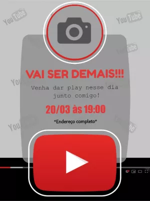 Convite de Aniversário Youtuber com Foto para Editar Online
