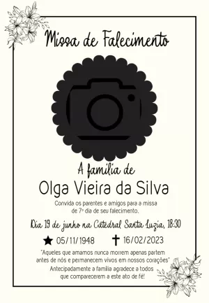 Convite Missa de Falecimento com Foto para Editar Online