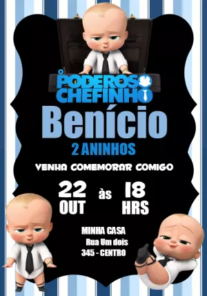 Convite Aniversário O Poderoso Chefinho para Editar Online