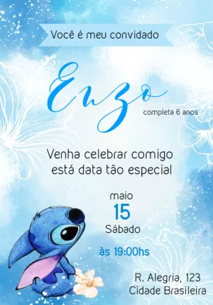 Invitación de cumpleaños Stitch – Estático – Julia B