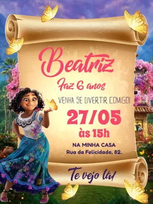 Convite Aniversário Encanto Disney para Editar Online