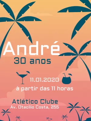 Convite de Aniversário Tardezinha com Pôr do Sol para Editar