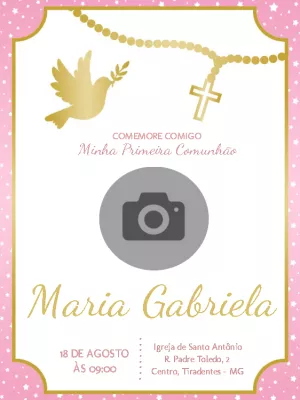 Convite de Primeira Comunhão com foto para Editar Online