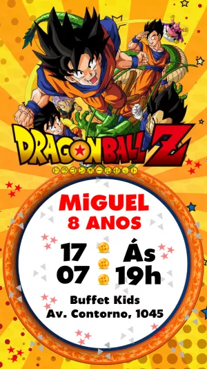 Convite de Aniversário Dragon Ball Z com Goku para Editar Online