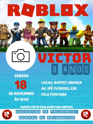 Invito di compleanno Roblox – Statico – ig: @illustragio
