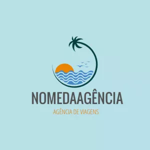 Logo Turismo com Palmeira e Sol para Editar Online