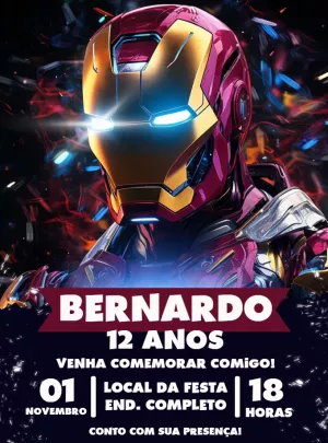 Convite de Aniversário Homem de Ferro para Editar Online