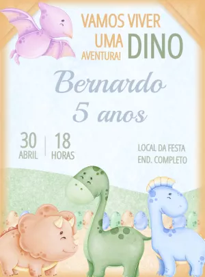 Invitación de cumpleaños Dinosaurio – Estático – Renata Designer
