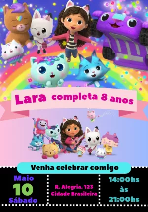 Convite de Aniversário A Casa Mágica da Gabby para Editar