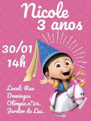 Convite de Aniversário Agnes Meu Malvado Favorito para Editar