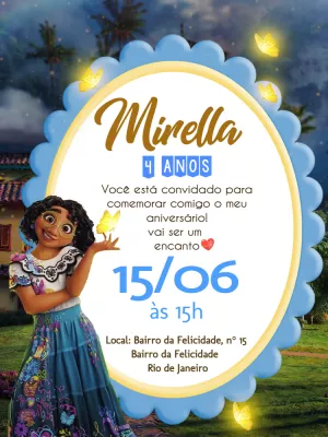 Convite Aniversário Encanto com Mirabel para Editar Online