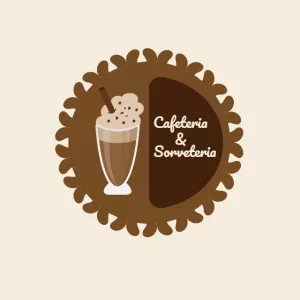 Logo para Cafeteria e Sorveteria com Bebida para Editar