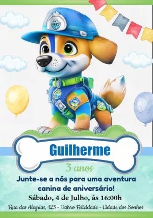 Invito di compleanno Paw Patrol – Statico – Cindy